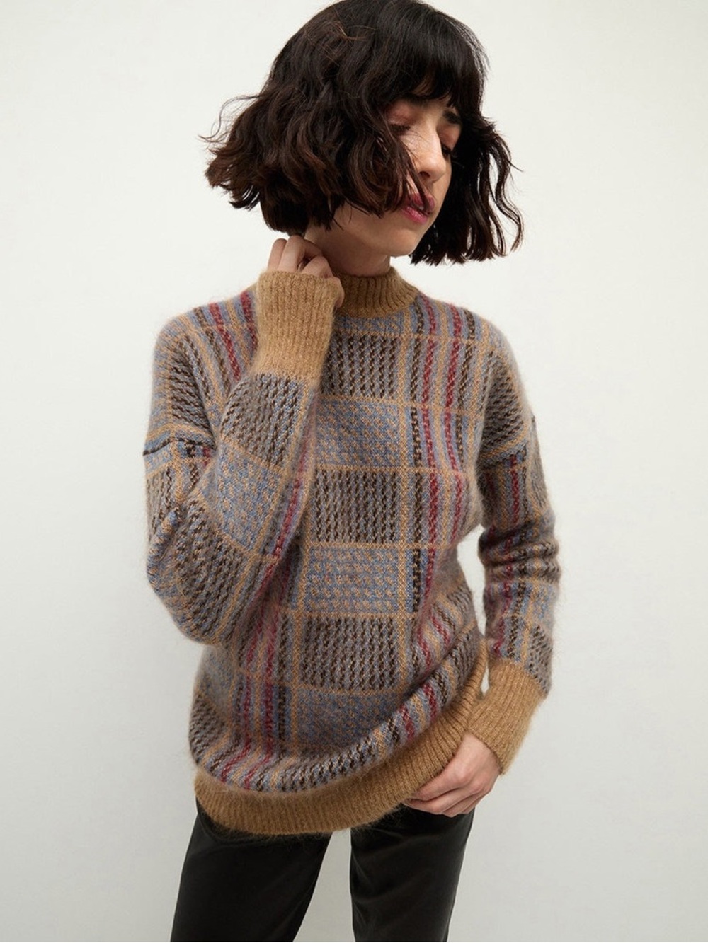 NWT Veronica Beard Bristol Jacquard-Knit Mohair-Blend Sweater